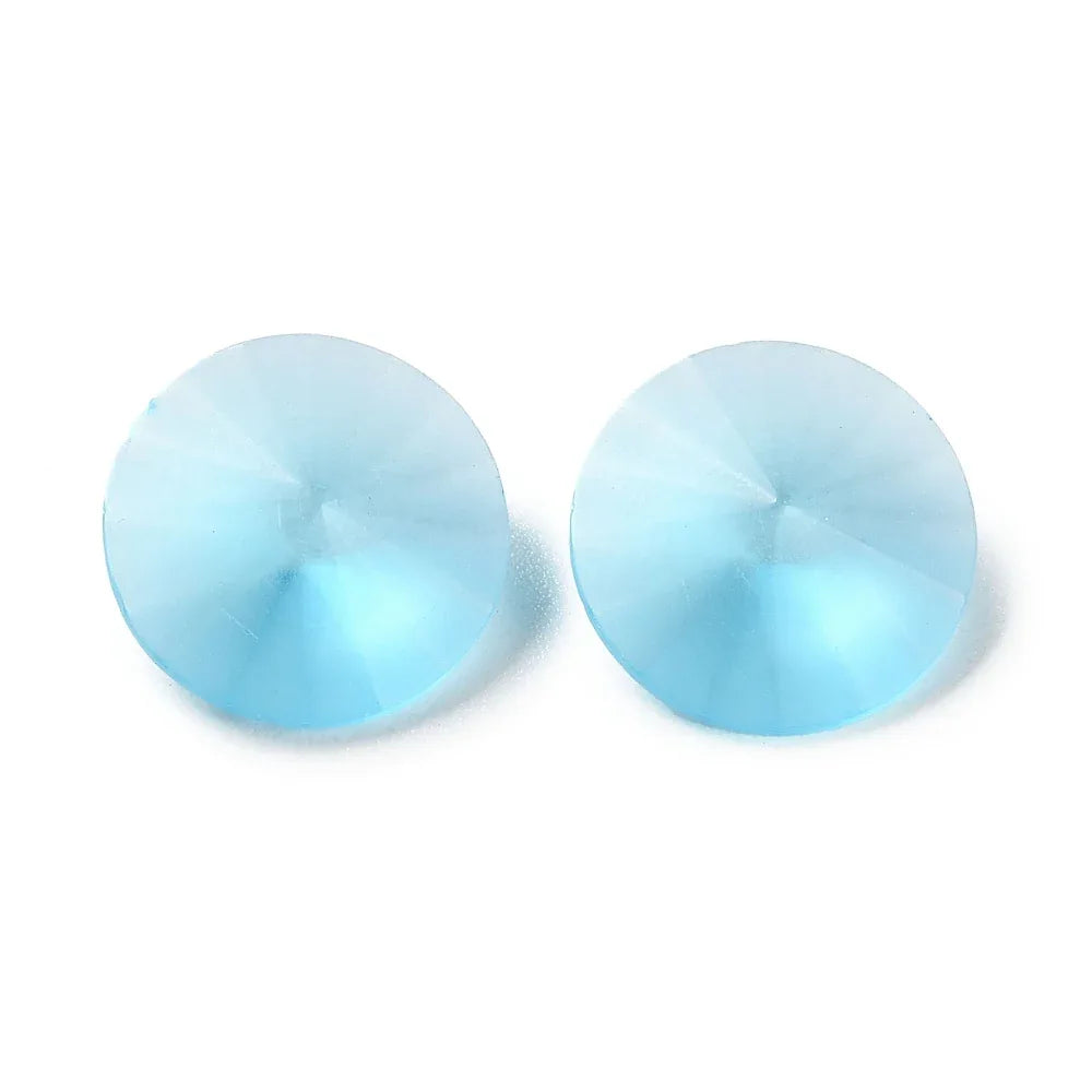 Kinesisk strass - Rivoli Frosted Aqua 12mm 1 styck Hilmas Pyssel
