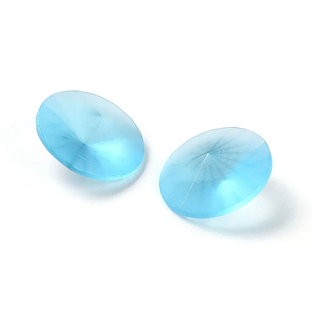 Kinesisk strass - Rivoli Frosted Aqua 12mm 1 styck Hilmas Pyssel