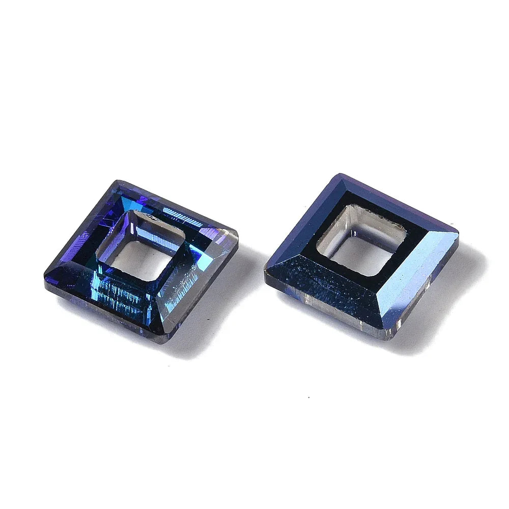 Facetterat hänge - Fyrkant Blå med skimmer 14mm 1 styck Hilmas Pyssel