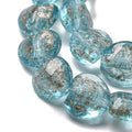 Lampwork Hjärta - Ljusblå med Guldglitter 12mm 1 styck Hilmas Pyssel