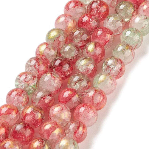 Krackelerad Rund - Stardust Red 8mm 1 sträng Hilmas Pyssel