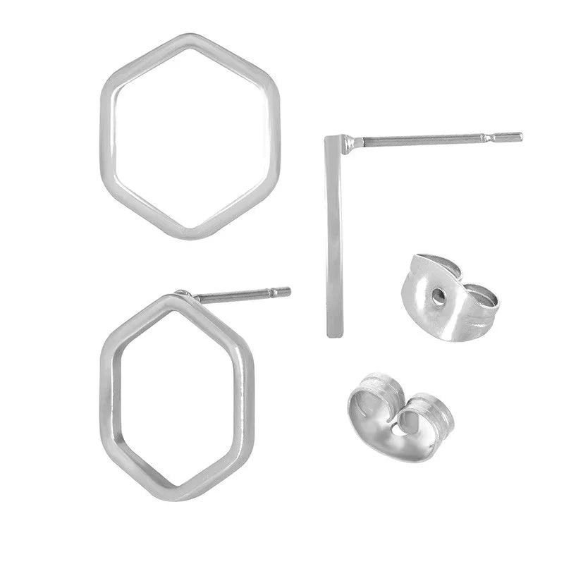 Örstickare Silverfärgad - Ihålig Hexagon 13mm, 2-pack Grekisk Metall