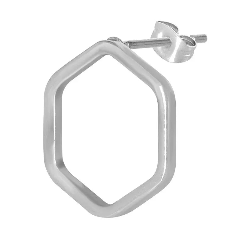 Örstickare Silverfärgad - Ihålig Hexagon 13mm, 2-pack Grekisk Metall