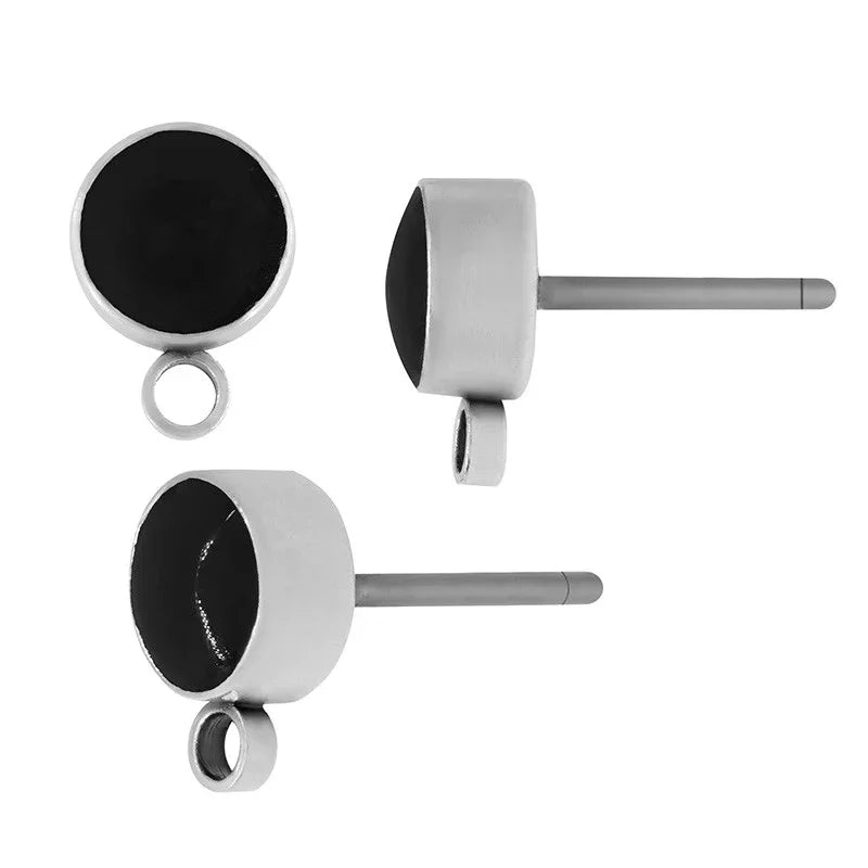 Örstickare Silverpläterad - Rund med svart mitt, 2-pack Grekisk Metall