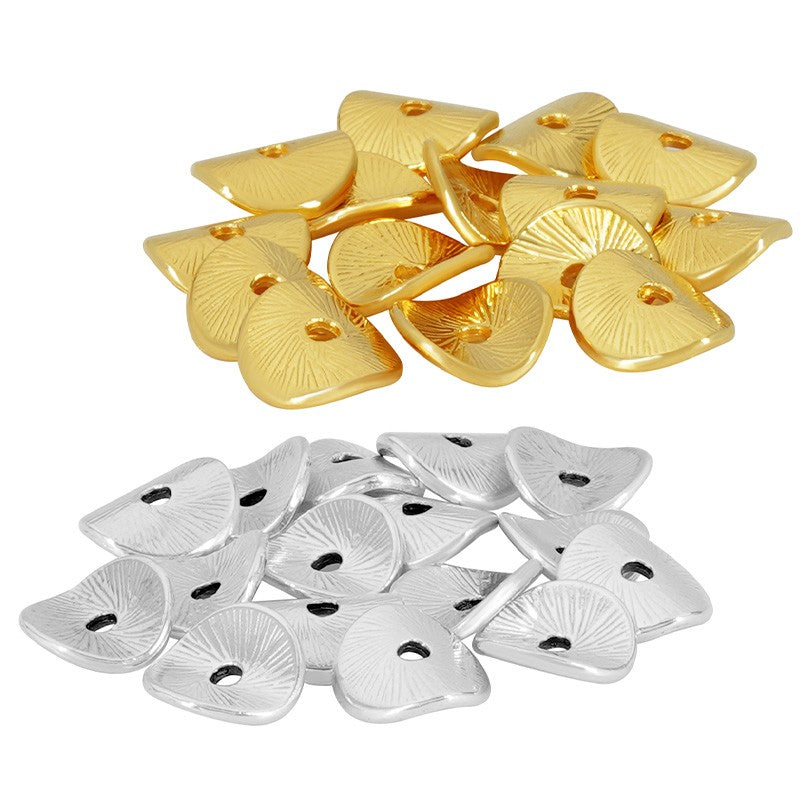 Mellandel silverpläterad - Böjd platt disc 8mm 5-pack Grekisk Metall