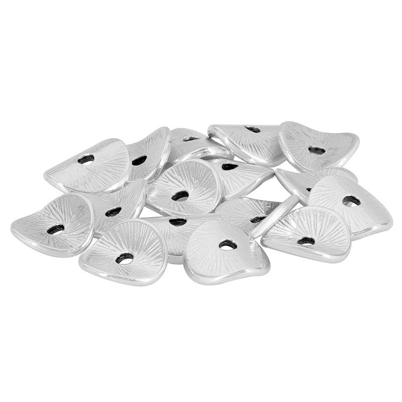 Mellandel silverpläterad - Böjd platt disc 8mm 5-pack Grekisk Metall