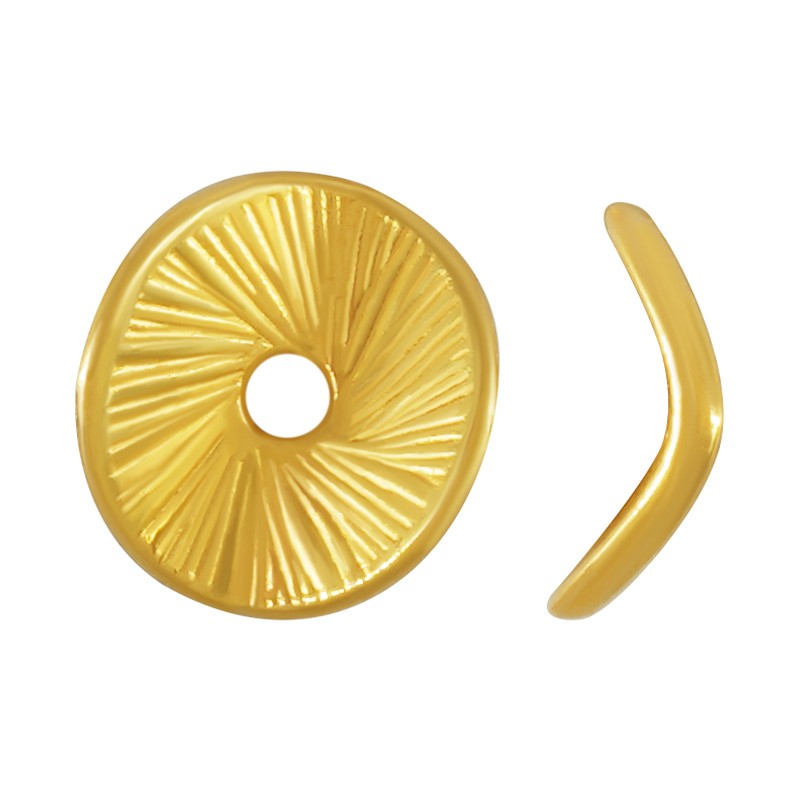 Mellandel 24K Guldpläterad - Böjd Platt Disc 8mm 5-Pack Grekisk Metall