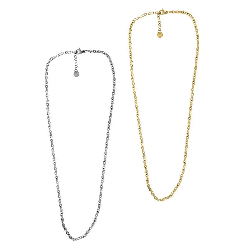 Halskedja Rostfritt stål 18k Guldpläterad - Mellan länkar 42cm 1 styck Grekisk Metall