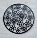 Connector / Hänge svart - Mandala med blommor 47mm 1 styck Grekisk Metall