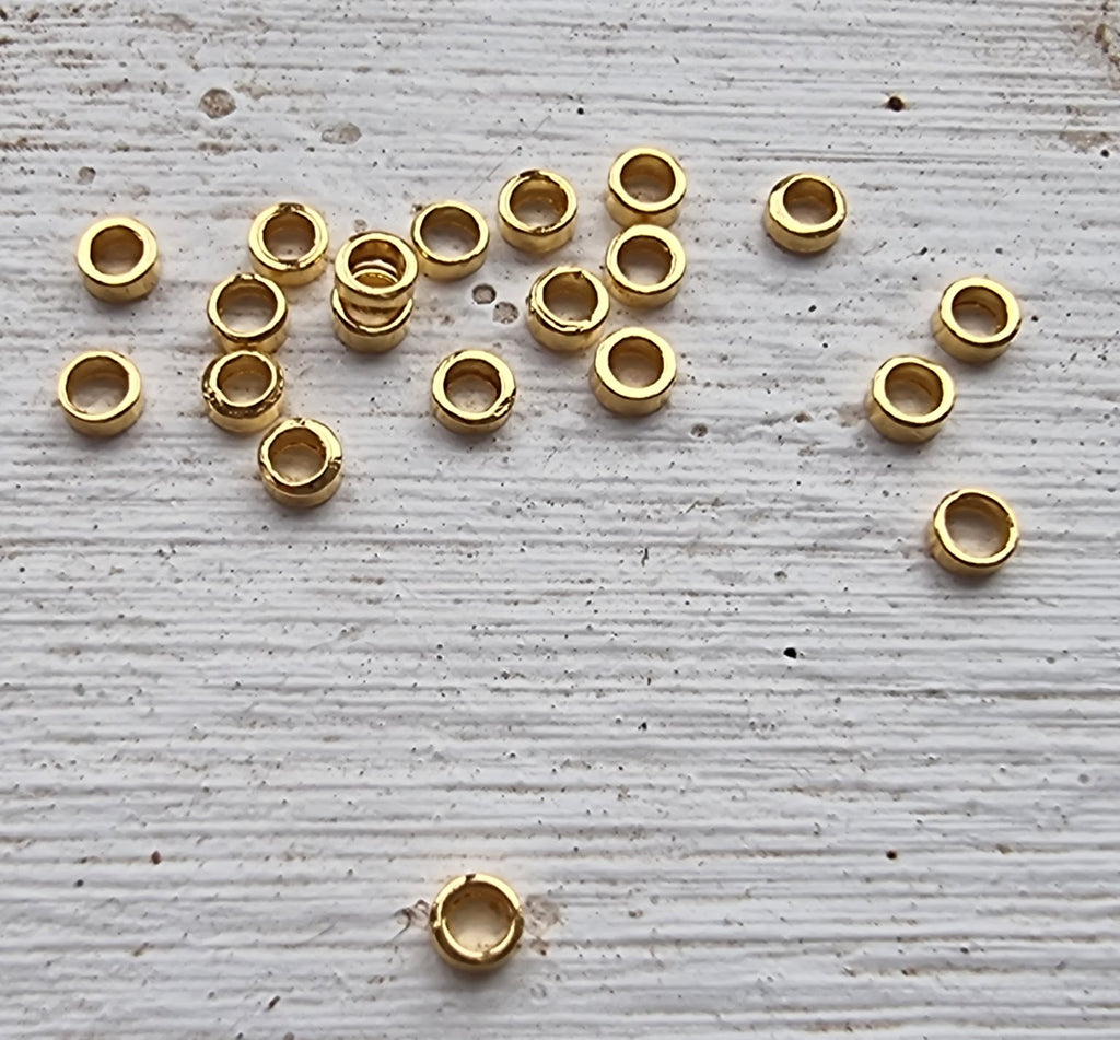 Mellandel 24k guldpläterad - Mini rondell 2x0.8mm 20-pack Grekisk Metall