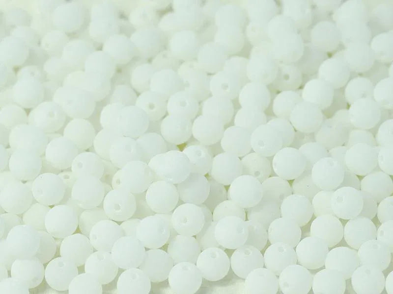 Tjeckiska Druk (Runda) - Alabaster White (Matt) 3mm, 50-pack Hilmas Pyssel