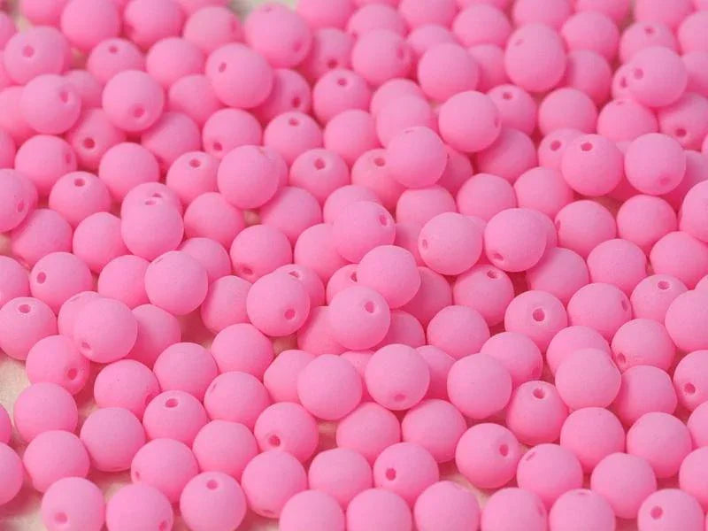 Tjeckiska Druk (Runda) - Alabaster Soft pink (matte) 3mm, 50-pack Hilmas Pyssel