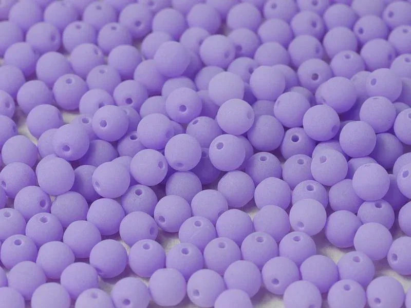 Tjeckiska Druk (Runda) - Alabaster Soft violet (matte) 3mm, 50-pack Hilmas Pyssel