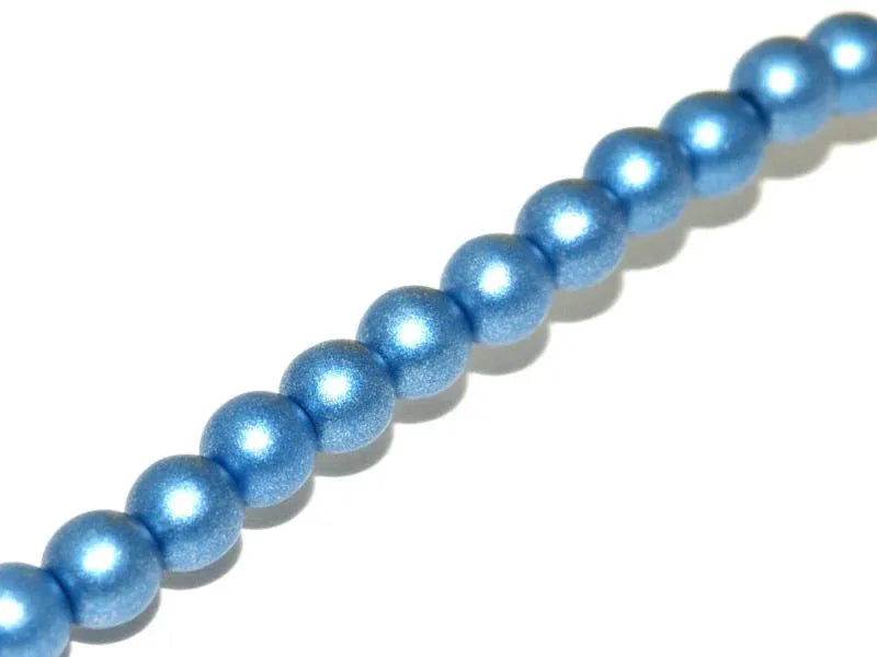 Tjeckiska Druk (Runda) - Metallic Sea blue 3mm, 1 sträng Hilmas Pyssel