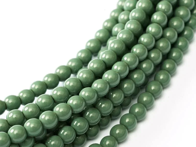 Tjeckiska Fiesta Pearl - Shiny Hartford Green 3mm, 1 sträng Hilmas Pyssel