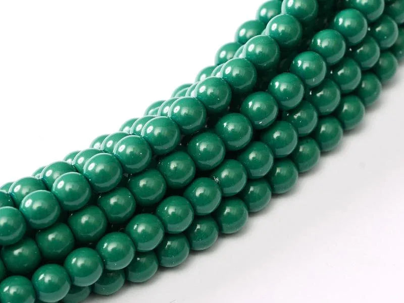Tjeckiska Fiesta Pearl - Shiny Green Jade 3mm, 1 sträng Hilmas Pyssel