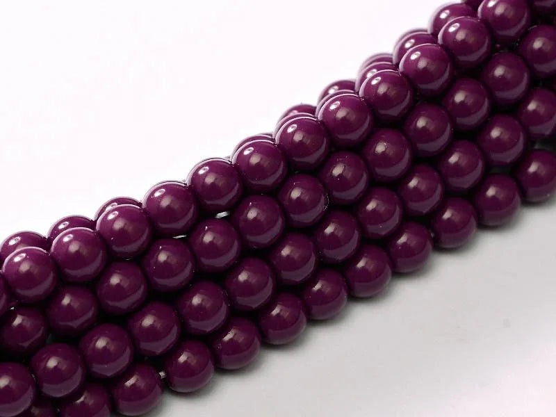 Tjeckiska Fiesta Pearl - Shiny Eggplant 6mm, 1 sträng Hilmas Pyssel