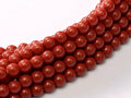 Tjeckiska Fiesta Pearl - Shiny Dark Coral 4mm, 1 sträng Hilmas Pyssel