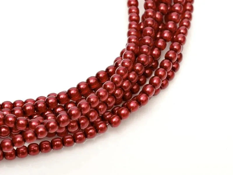 Tjeckiska vaxade glaspärlor - Shiny Brick 2mm, 1 sträng Hilmas Pyssel