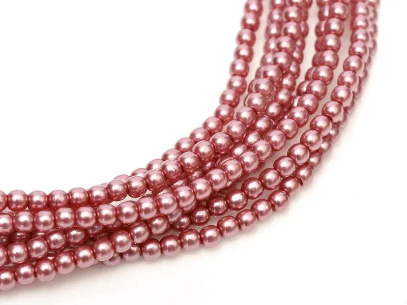Tjeckiska Vaxade Glaspärlor - Shiny Flandago Pink 2mm Hilmas Pyssel