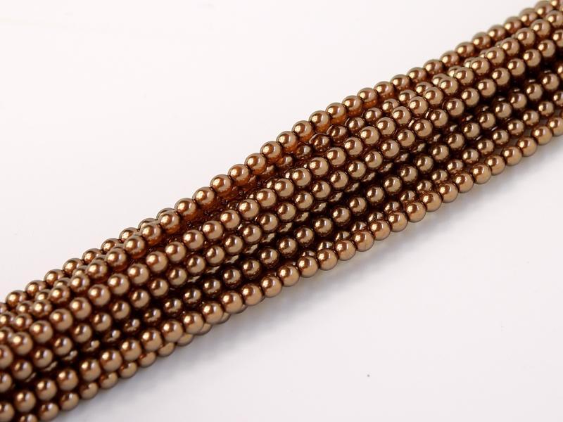 Tjeckiska vaxade glaspärlor - Crystal Brown 2mm, 1 sträng Hilmas Pyssel