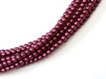 Tjeckiska Vaxade Glaspärlor - Matted Dark Rose Satin 2mm, 1 Sträng Hilmas Pyssel