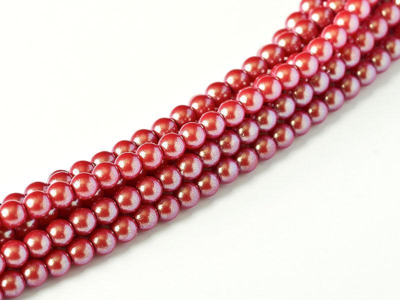 Tjeckiska Pearl Shell - Cranberry 2mm, 1 sträng Hilmas Pyssel