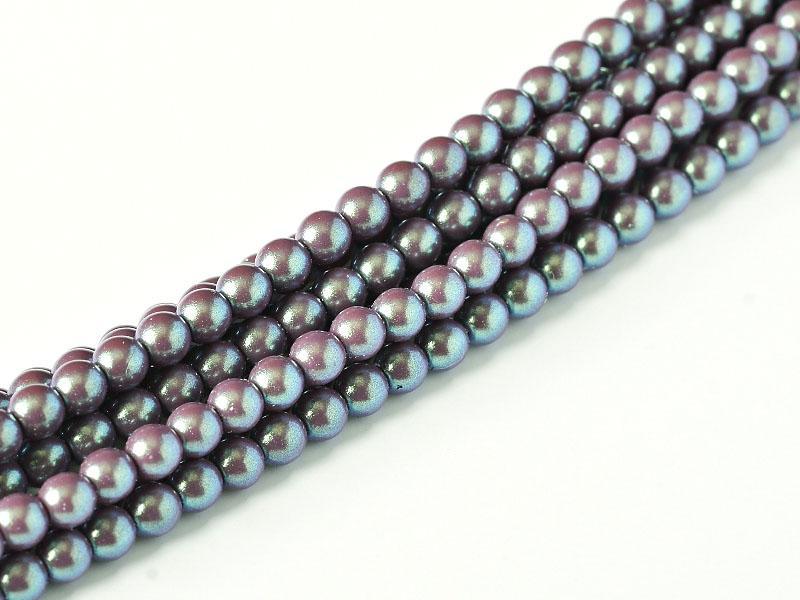 Tjeckiska Pearl Shell - Plum 2mm, 1 sträng Hilmas Pyssel