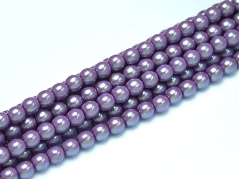 Tjeckiska Pearl Shell - Lilac 2mm, 1 sträng Hilmas Pyssel