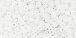TOHO Seed Beads - Opaque Frosted White 11/0, 10 gram TOHO
