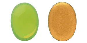 Cabochon Oval - Milky lt Peridot Gold Matte Foiled 25x18mm Hilmas Pyssel