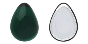 Cabochon Pear - Dark Emerald Silver Foiled 18x13mm Hilmas Pyssel