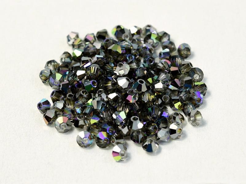 Tjeckiska MC Bicone - Crystal Graphite Rainbow 3 mm 30-pack Preciosa