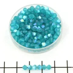 Tjeckiska MC Bicone - Blue Zircon AB Matt 4mm 30-pack Preciosa
