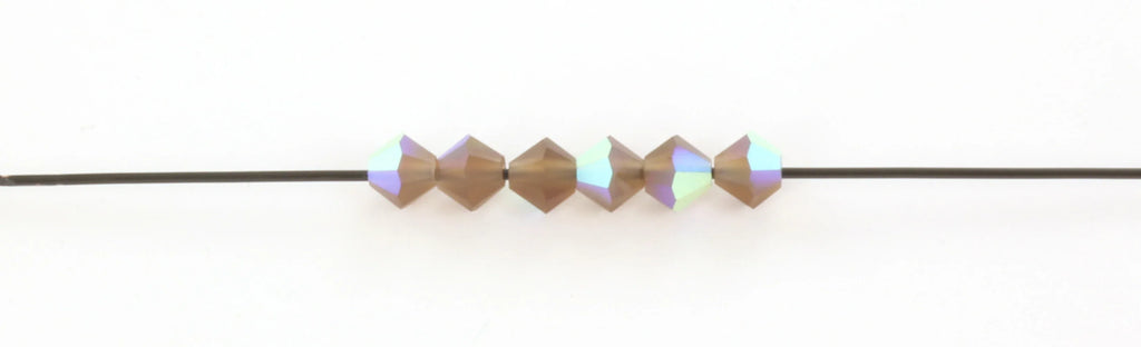 Tjeckiska MC Bicone - Smoked Topaz AB Matt 4mm 30-pack Preciosa