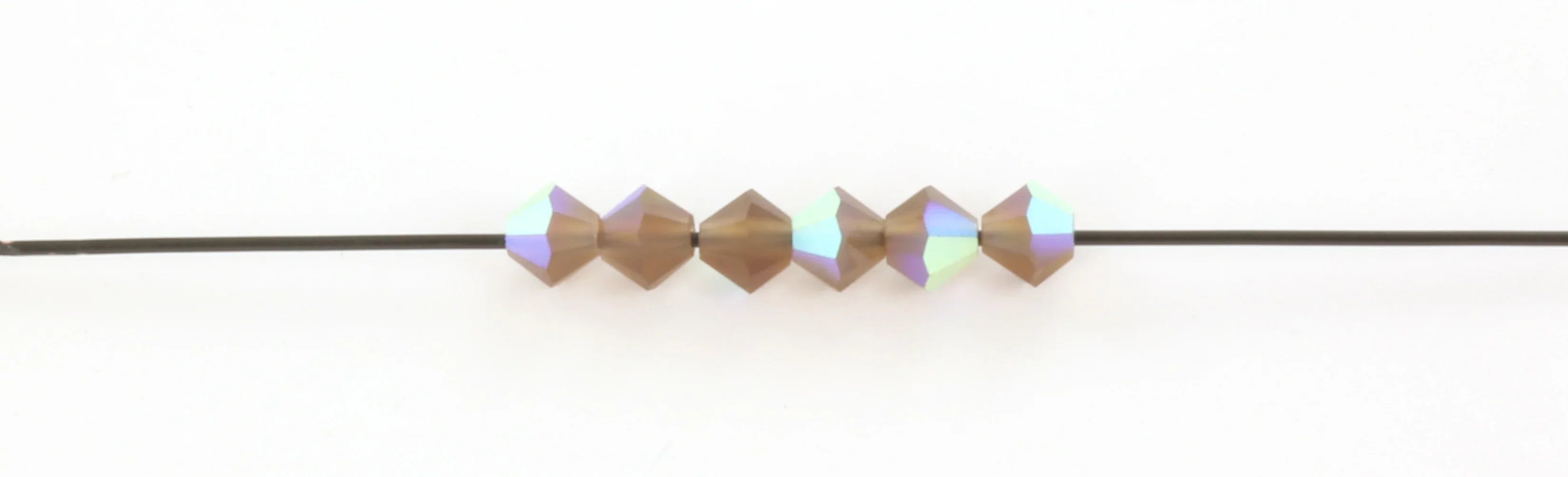 Tjeckiska MC Bicone - Smoked Topaz AB Matt 4mm 30-pack Preciosa