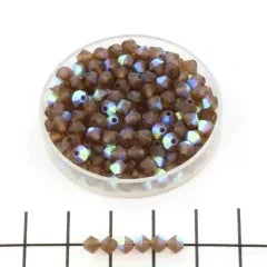 Tjeckiska MC Bicone - Smoked Topaz AB Matt 4mm 30-pack Preciosa