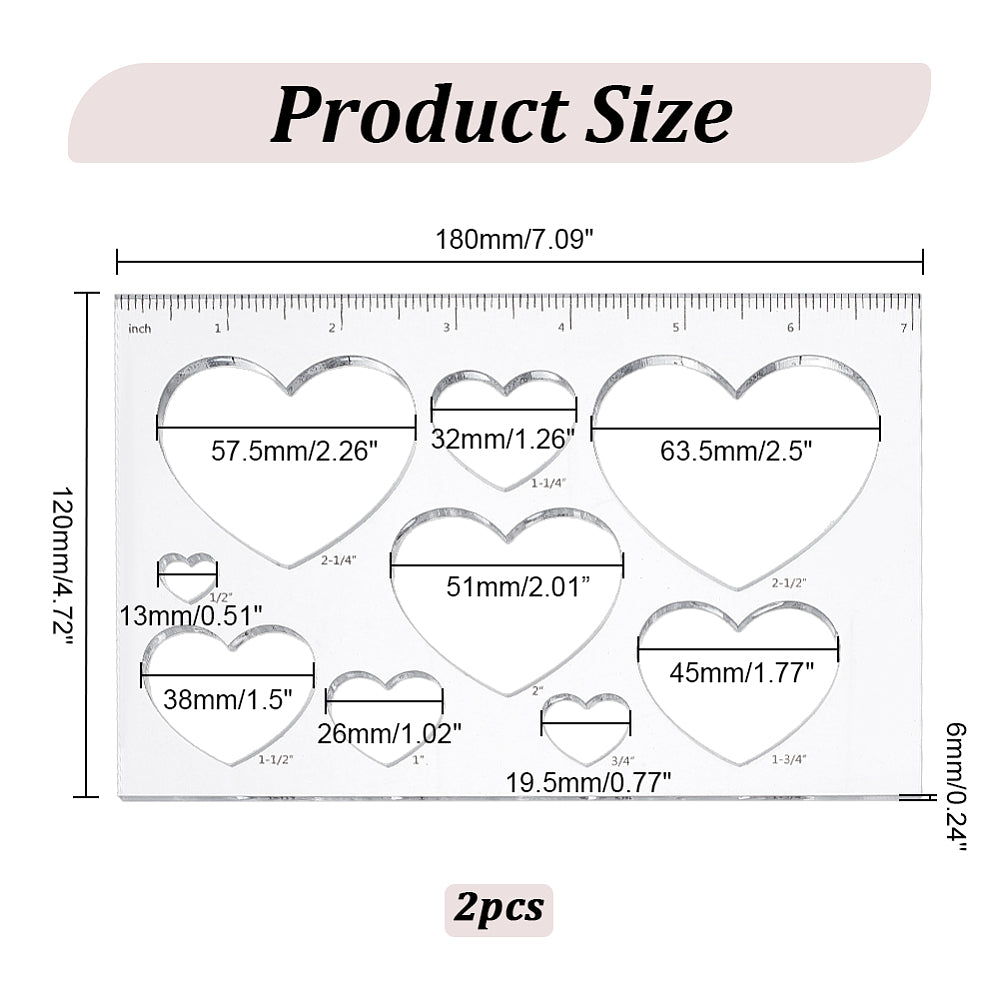 Linjal Akryl - 18 cm med Hjärta Hilmas Pyssel