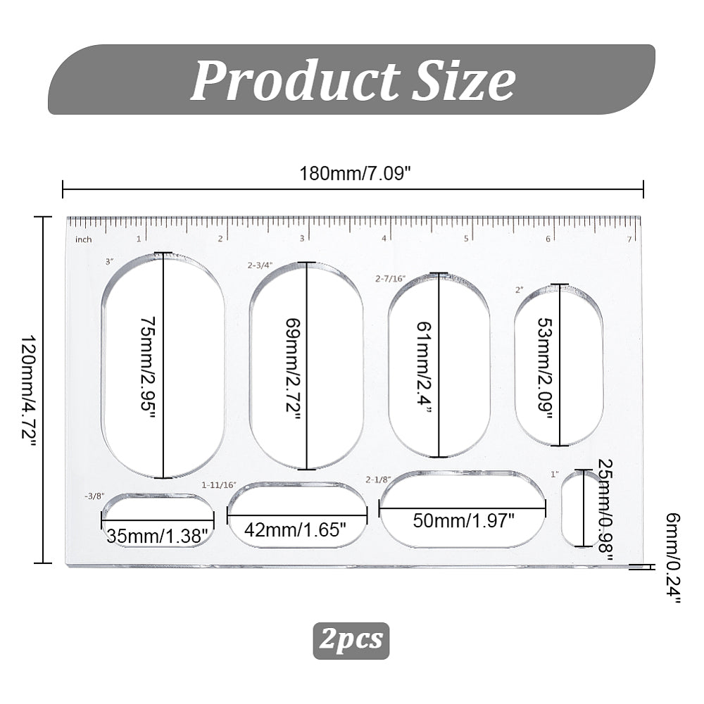 Linjal Akryl - 18 cm med ovaler 1 styck Hilmas Pyssel