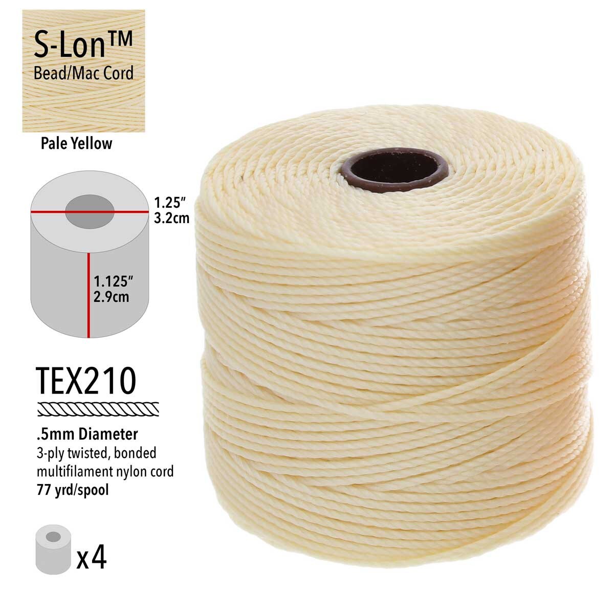 S- Lon bead cord - Pale Yellow, 1 rulle Hilmas Pyssel