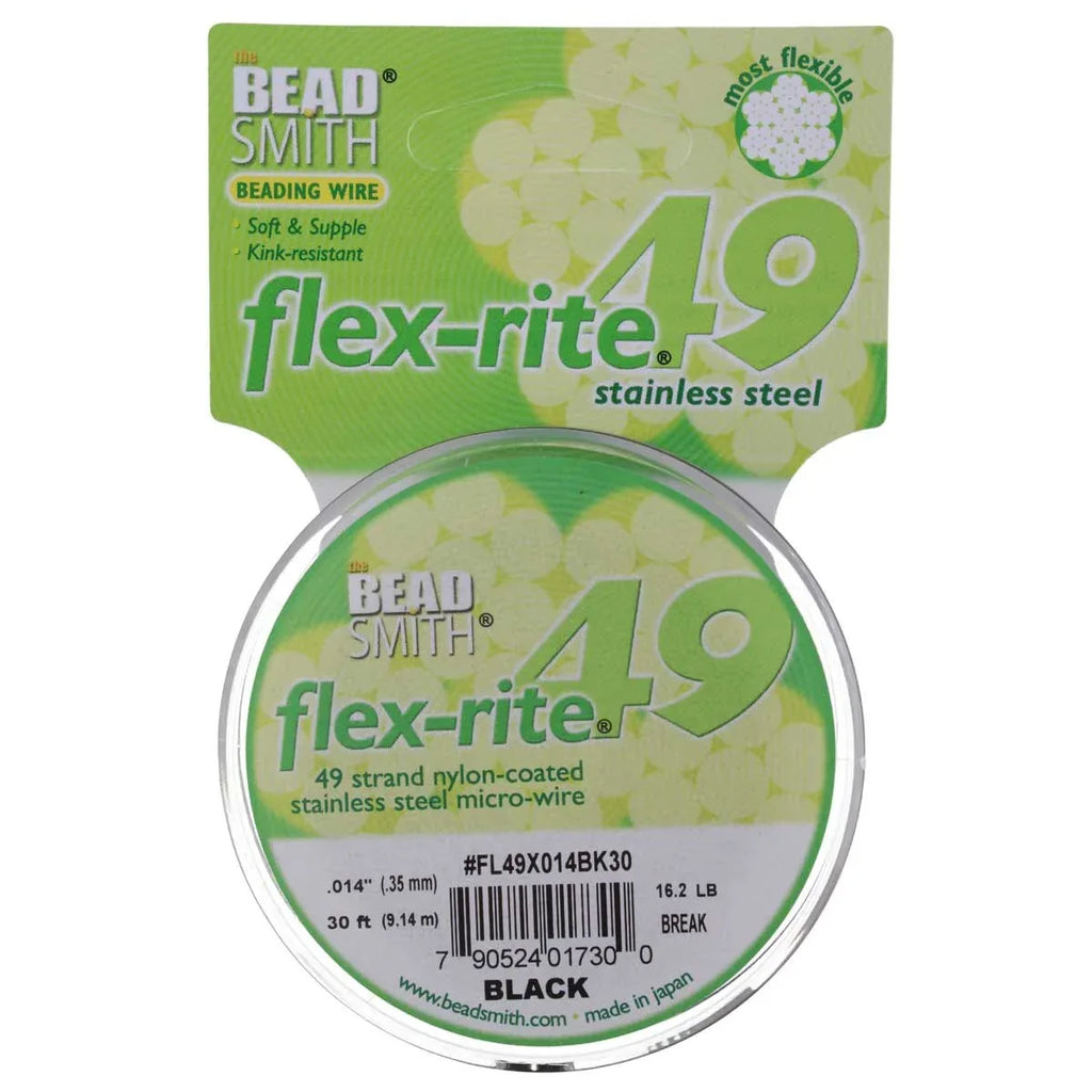 Flex-Rite - Svart 0,35mm, 49 trådar, 1 rulle Beadsmith