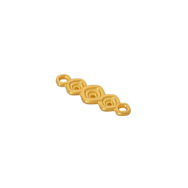 Connector 24K Guldpläterad - Tre Romber med Ränder 14x6mm 1 styck Grekisk Metall