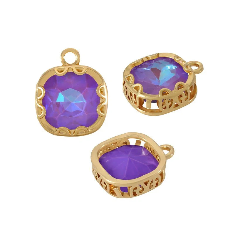 Berlock Facetterad - Fyrkant Light Purple, 12mm 1 styck Grekisk Metall