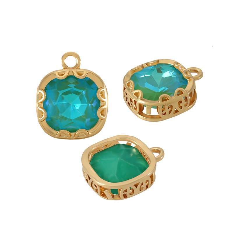 Berlock Facetterad - Fyrkant Green, 12mm 1 styck Grekisk Metall