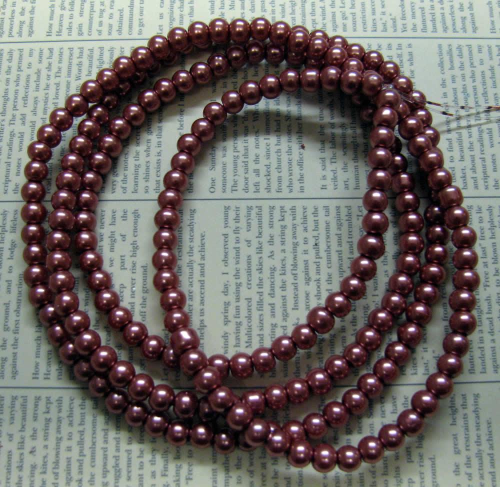 Vaxade glaspärlor - Rostbrun 4mm 1 sträng Hilmas Pyssel