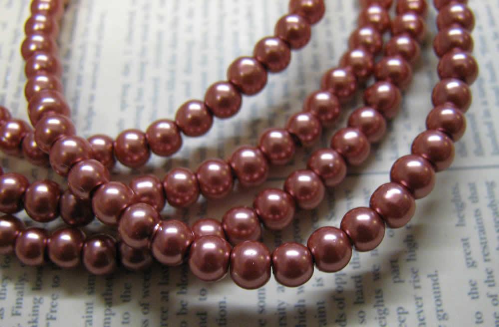 Vaxade glaspärlor - Rostbrun 4mm 1 sträng Hilmas Pyssel