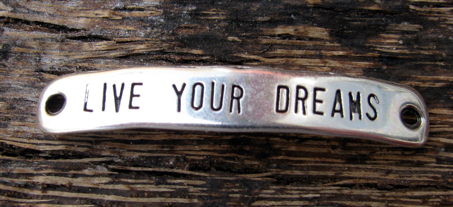 Connector Silverfärgat - Live your dreams 40x7mm, 1 styck Grekisk Metall
