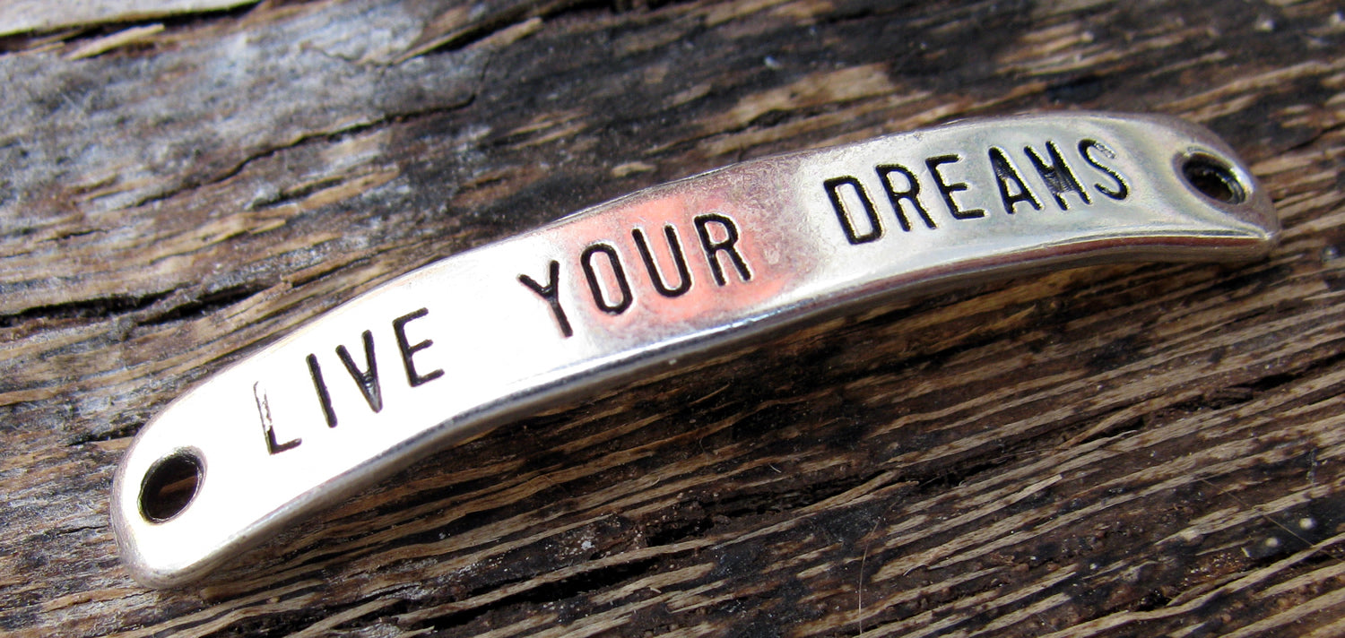 Connector Silverfärgat - Live your dreams 40x7mm, 1 styck Grekisk Metall