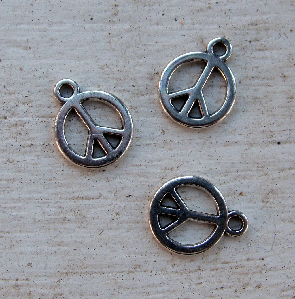 Berlock silverfärgad - Peacemärke, 12 mm, 3-pack Grekisk Metall