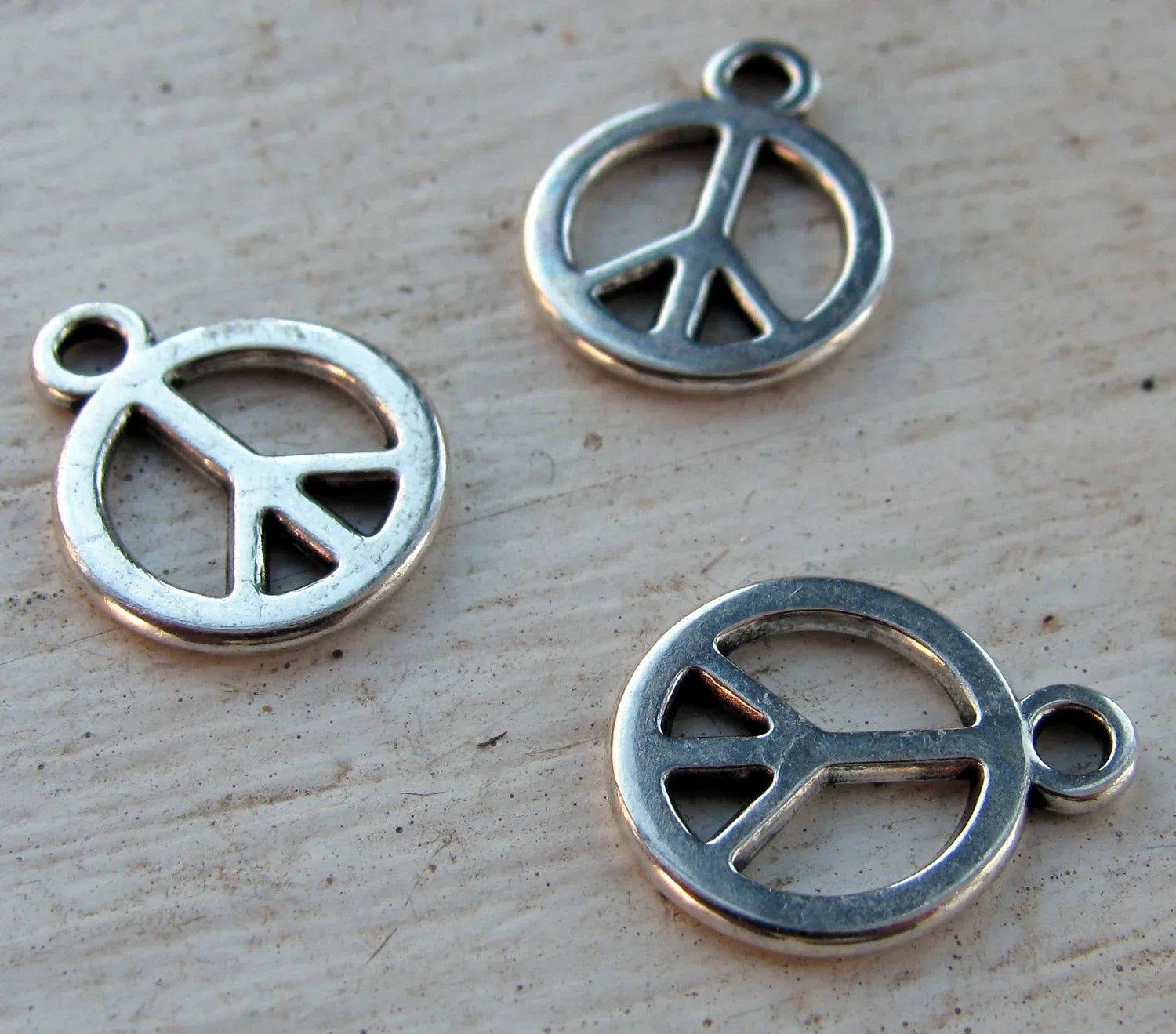 Berlock silverfärgad - Peacemärke, 12 mm, 3-pack Grekisk Metall